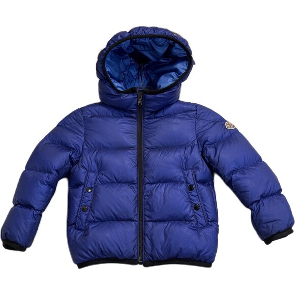 Moncler Baby Hooded Zip Up Down Puffer Unisex Jacket Size 3 annni 100 cm Blue - Picture 1 of 16